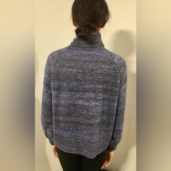 Lot of 2 J CREW Sweaters Blue Zip Turtleneck, Gray Striped Elbow Patches Medium - Picture 7 of 15